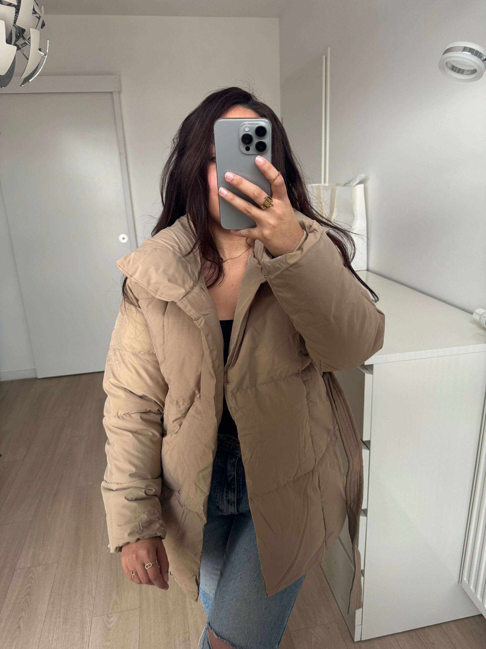 Doudoune store courte beige
